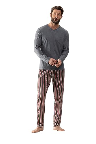 Mey Night Serie Melange Striped Herren Schlafanzüge lang Quartz Melange M(50) von Mey