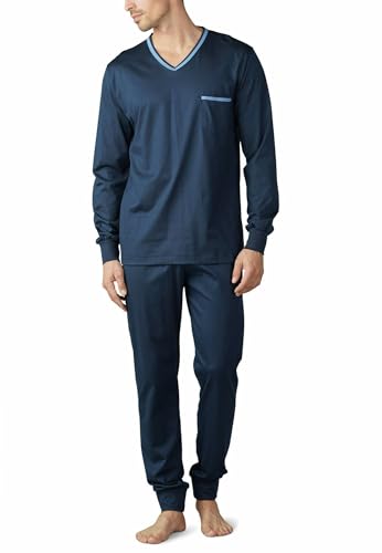 Mey Nachtwäsche Serie Leongatha Herren Schlafanzüge lang Yacht Blue S(48) von Mey