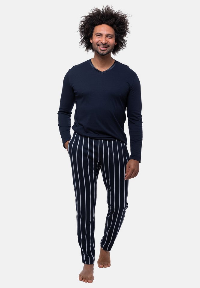 Mey Pyjama Valsted (Set, 2 tlg) Schlafanzug - Baumwolle - Atmungsaktiv - Hose mit Taschen und Webbund von Mey