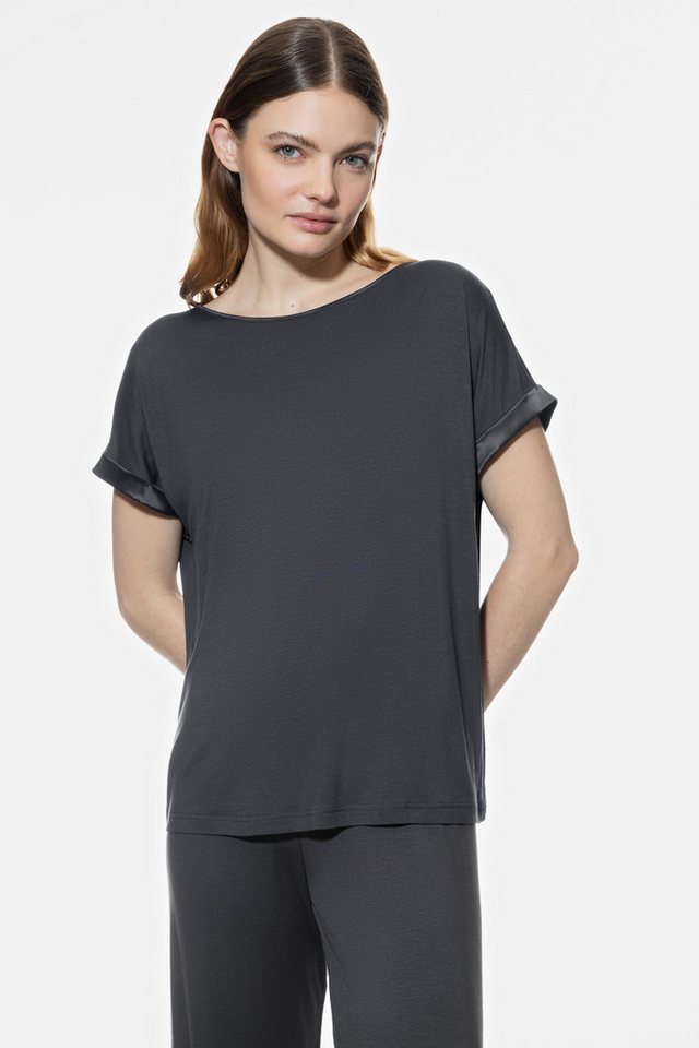 Mey Pyjamaoberteil Damen Serie Pure Chic Uni (1-tlg) Pyjamashirt mit Satin-Details, weiches Modal, hautfreundlich von Mey