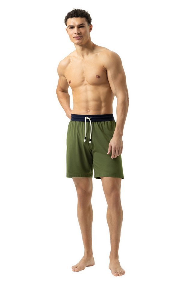 Mey Pyjamashorts Mey Herren Hose kurz 2220050 Oak Moss (1 Stück, 1-tlg., 1 Stück) unifarben mit andersfarbigem Bund von Mey