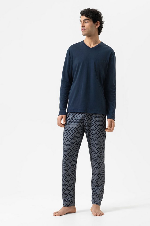 Mey Schlafanzug Serie Regular Circle Minimal-Print (2 tlg) Pyjama-Set, Gemustert, Feiner Interlock, 100% Baumwolle von Mey