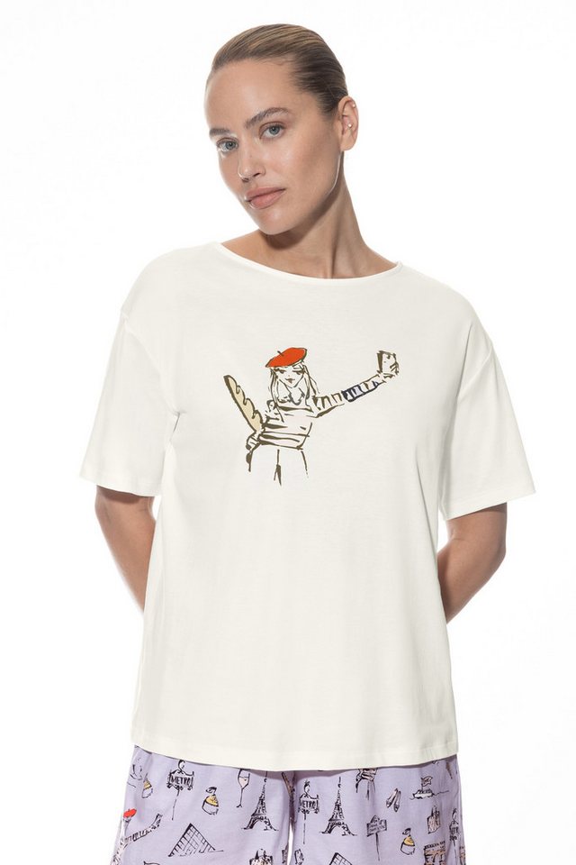 Mey T-Shirt Mey Damen T-Shirt 1210064 champagner (1 Stück, 1-tlg., 1 Stück) Print französische Dame von Mey