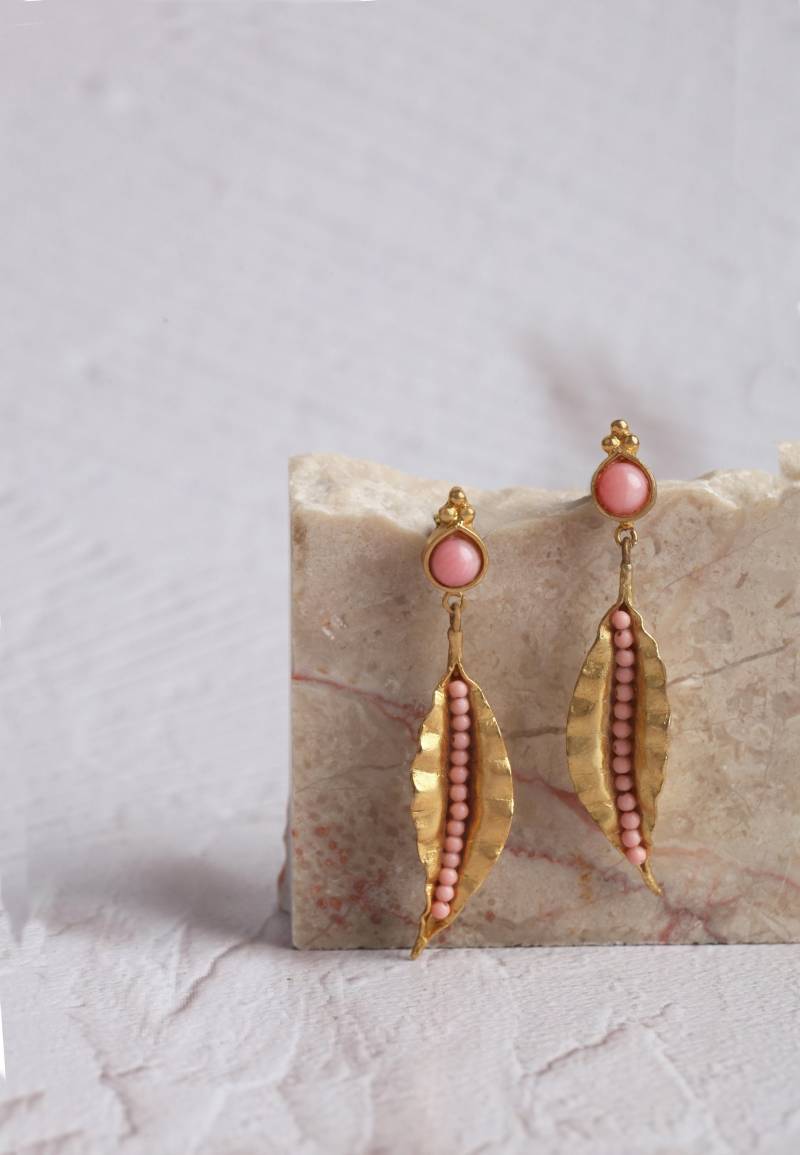 Blattgold Baumeln Ohrringe Boho Statement Schmuck von MeyArtDesign