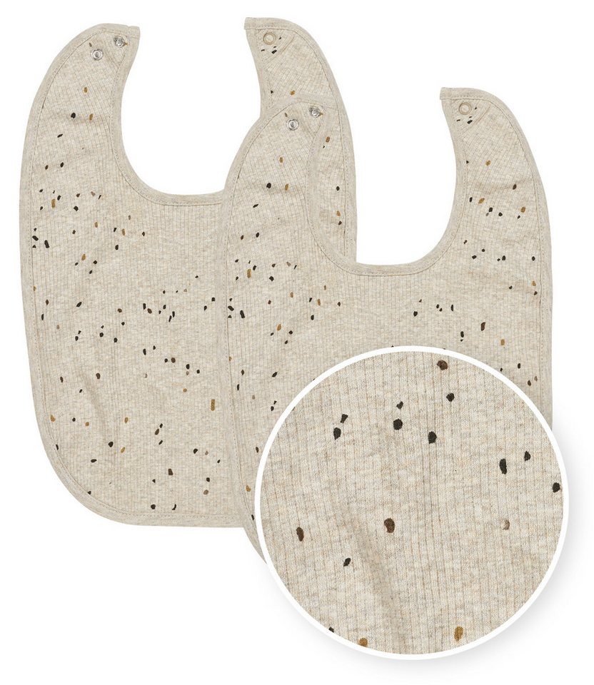 Meyco Baby Lätzchen Rib Mini Spot Sand Melange, (2-St), 25x34 cm von Meyco Baby