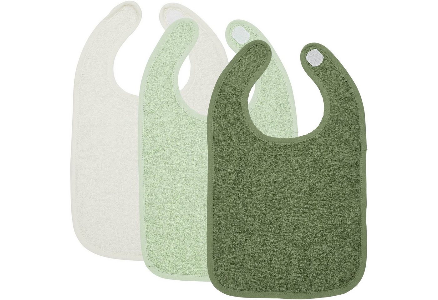 Meyco Baby Lätzchen Uni Offwhite/Soft Green/Forest Green, (3-St), 26x31 cm von Meyco Baby