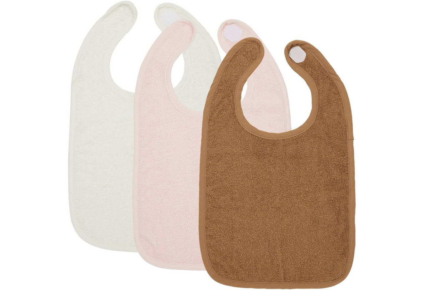 Meyco Baby Lätzchen Uni Offwhite/Soft Pink/toffee, (3-St), 26x31 cm von Meyco Baby