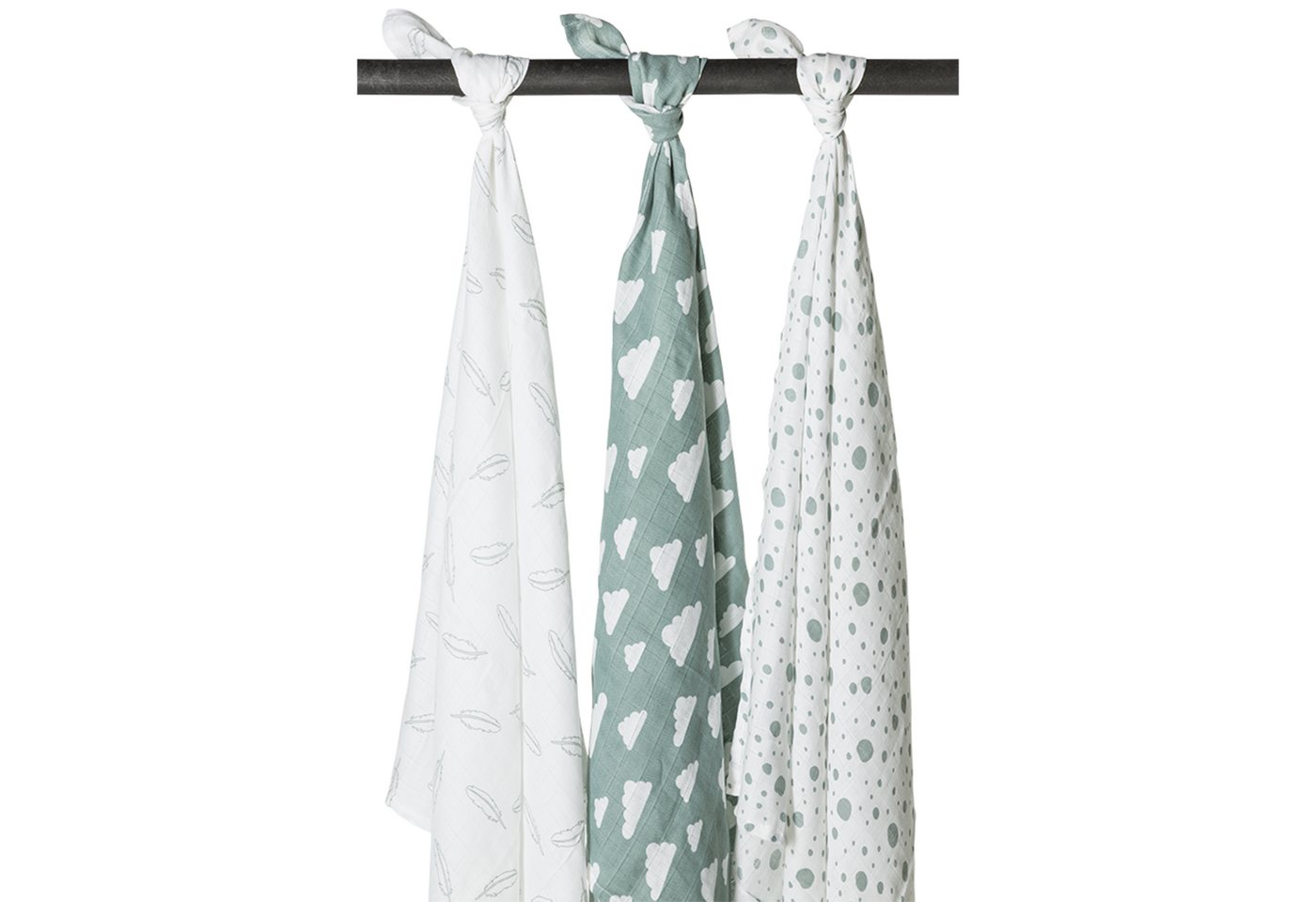 Meyco Baby Stoffwindeln Dots Stone Green, 120x120cm - 3-Pack von Meyco Baby