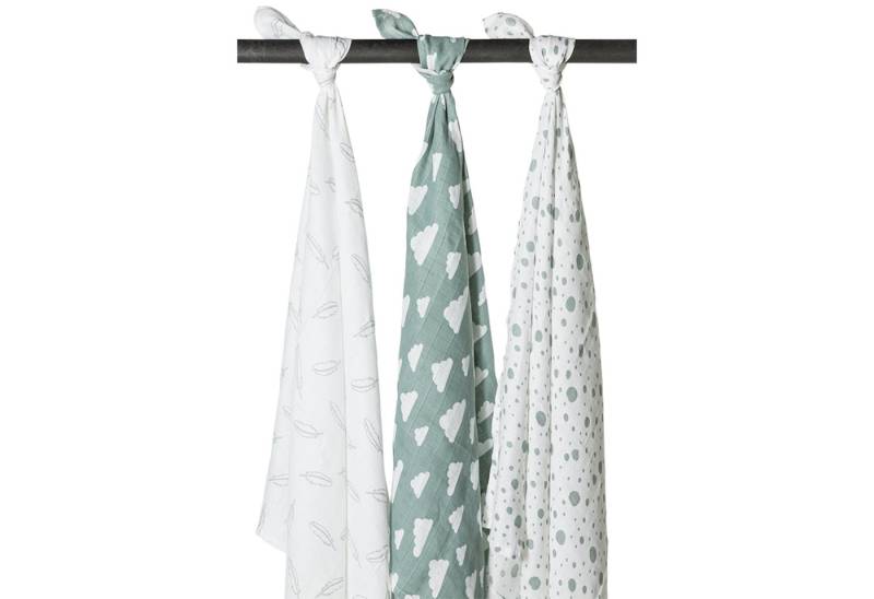 Meyco Baby Stoffwindeln Dots Stone Green, 120x120cm - 3-Pack von Meyco Baby