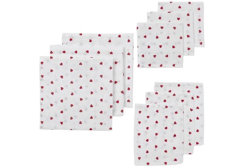 Meyco Baby Stoffwindeln Sweet Heart Red (9-St), Starterset von Meyco Baby