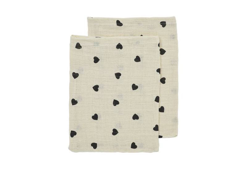 Meyco Baby Stoffwindeln Sweet Heart Soft Sand/Black (2-St), 20x17cm - 2-pack von Meyco Baby