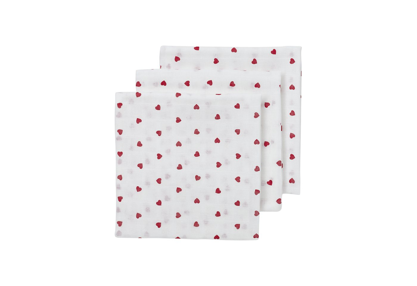 Meyco Baby Stoffwindeln Sweet Heart White/Red, 70x70cm - 3-pack von Meyco Baby