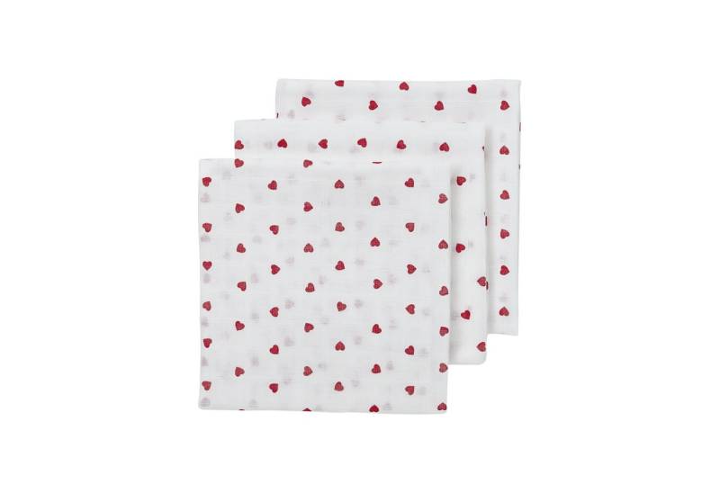 Meyco Baby Stoffwindeln Sweet Heart White/Red, 70x70cm - 3-pack von Meyco Baby