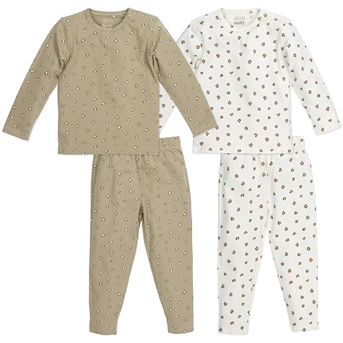 MEYCO Unisex Baby Schlafanzug, Offwhite/Sand, 98/104 (2er Pack) von Meyco