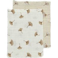 Meyco Baby Ginkgo Waschhandschuhe 2er Pack Off White/Soft Sand von Meyco