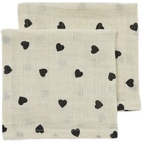 Meyco Baby Sweet Heart Spucktücher 2er Pack Soft Sand/Black Meyco Baby Sweet Heart Spucktücher 2er Pack Soft Sand/Black von Meyco