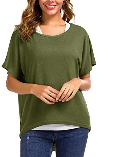 Meyison Damen Lose Asymmetrisch Sweatshirt Pullover Bluse Oberteile Oversized Tops T-Shirt Armee Grün-XL Meyison Damen Lose Asymmetrisch Sweatshirt Pullover Bluse Oberteile Oversized Tops T-Shirt Armee Grün-XL von Meyison
