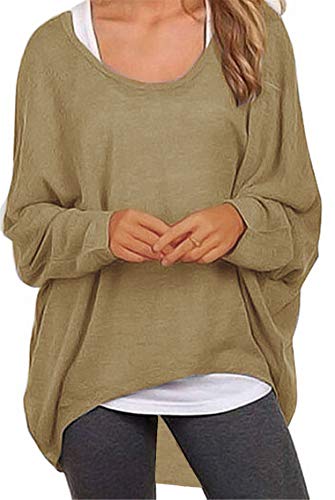 Meyison Damen Lose Asymmetrisch Sweatshirt Pullover Bluse Oberteile Oversized Tops T-Shirt Braun S von Meyison