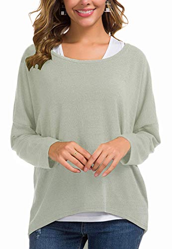Meyison Damen Lose Asymmetrisch Sweatshirt Pullover Bluse Oberteile Oversized Tops T-Shirt Grau S von Meyison