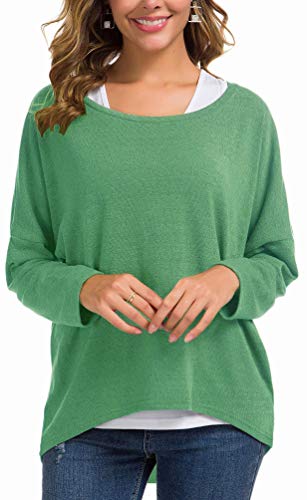 Meyison Damen Lose Asymmetrisch Sweatshirt Pullover Bluse Oberteile Oversized Tops T-Shirt Hellgrün L von Meyison