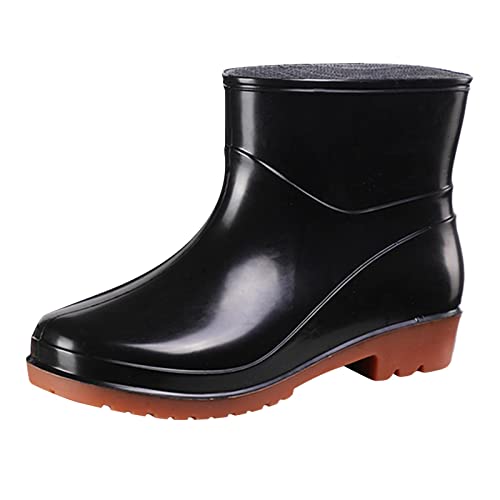 Gummistiefel Damen Halbhoch Rutschfeste Regenschuhe Atmungsaktiv Wasserdicht Chelsea Gummistiefel Sommerstiefeletten Reitsportschuhe Mit Absatz Kurz Breite Gummistiefeletten Gartenschuhe Schneestiefel von Meytudock