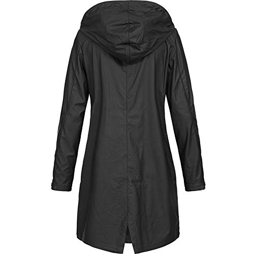 Meytudock Regenmantel Damen Lang Outdoor, Regenjacke Damen Elegante Hoodie Mantel Leichte Wintercoat Kordelzug Coat Jacke mit Kapuze Auskleidung Winddicht Regenjacke für Frühlings Herbst von Meytudock