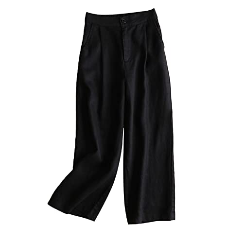 Sommerhose Damen S-6xl Wickelhose Leicht Weites Bein Culottes Hosen Damen Einfarbig Loose Fit Schlupfhose Pumphose Leinenhose Bequeme Baumwolle Stoffhose Haremshosen Damenhose mit Elastisch Bund von Meytudock