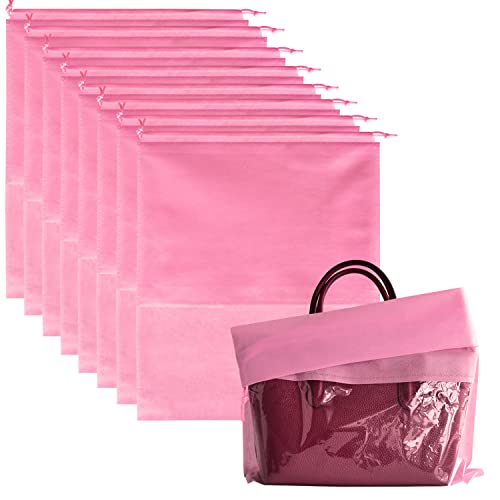 Mezeic 8 Stück Staubbeutel für Handtasche Reise Schuhbeutel Staubschutz mit Kordelzug Geldbörsen Lagerung Organizer Klarsichtfenster Aufbewahrungsbeutel für Schuhe - Rosa, 19.7 x 15.7 in von Mezeic