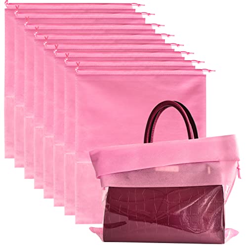 Mezeic 8 Stück Staubbeutel für Handtasche Reise Schuhbeutel Staubschutz mit Kordelzug Geldbörsen Lagerung Organizer Klarsichtfenster Aufbewahrungsbeutel für Schuhe - Rosa, 23.6 x 19.7 in von Mezeic