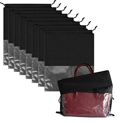 Mezeic 8 Stück Staubbeutel für Handtasche Reise Schuhbeutel Staubschutz mit Kordelzug Geldbörsen Lagerung Organizer Klarsichtfenster Aufbewahrungsbeutel für Schuhe - Schwarz, 19.7 x 15.7 in von Mezeic