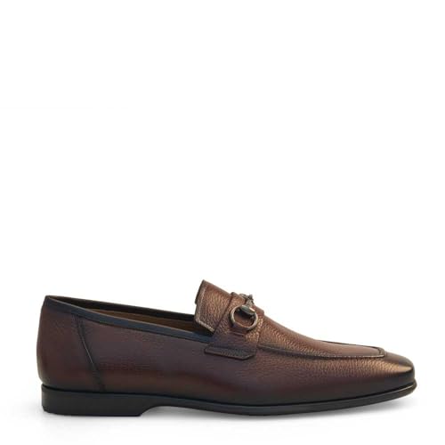 Mezlan Horsebit Penny Loafer – Herrenschuh aus weichem, strukturiertem Kalbsleder mit Gummisohle, Cognac, 44 EU von Mezlan