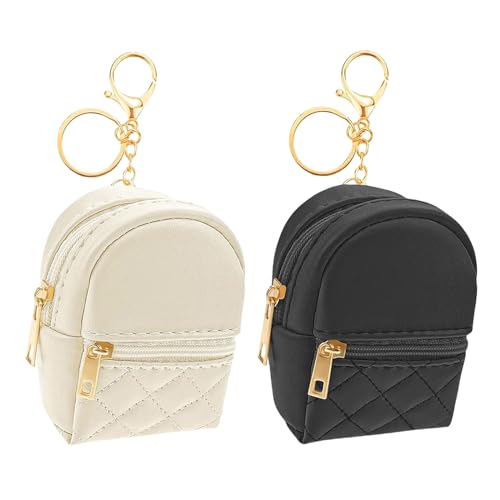 Mezrkuwr 2 Stück kleine Make up Tasche Mini Rucksack, niedliche Kosmetiktasche für Damen, Make up Tasche aus PU Leder, Schlüsseltasche, Lippenstift-Tasche, Kartenhalter von Mezrkuwr