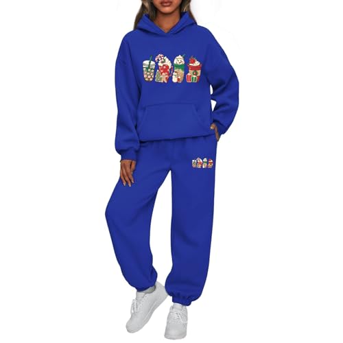 2 Teiler Damen Weihnachts Jogginganzug Set Kaffee Schneemann Milchtee Aufdruck Trainingsanzug Set Xmas Freizeitanzug Damen Lounge Set Sportanzug Set Outfit Anzug Damen Tracksuit Zweiteiler von Mfhmom