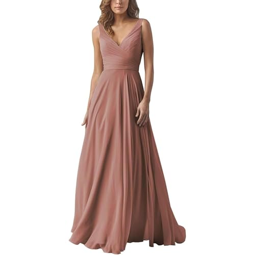 Abendkleid Damen Elegant Chiffon Brautjungfernkleider V-Ausschnitt A-Linie Lang Hochzeit Ballkleider Off Shoulder Cocktailkleid Lang Ballkleid Partykleid Maxikleid Formal Langes Kleid von Mfhmom