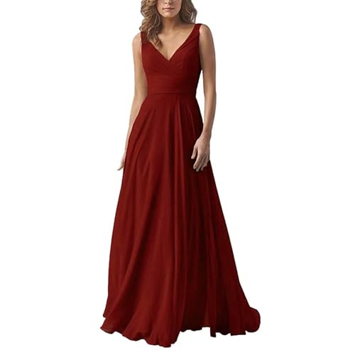 Abendkleid Damen Elegant Chiffon Brautjungfernkleider V-Ausschnitt A-Linie Lang Hochzeit Ballkleider Off Shoulder Cocktailkleid Lang Ballkleid Partykleid Maxikleid Formal Langes Kleid von Mfhmom