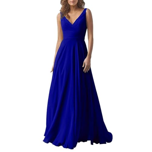 Abendkleid Damen Elegant Chiffon Brautjungfernkleider V-Ausschnitt A-Linie Lang Hochzeit Ballkleider Off Shoulder Cocktailkleid Lang Ballkleid Partykleid Maxikleid Formal Langes Kleid von Mfhmom