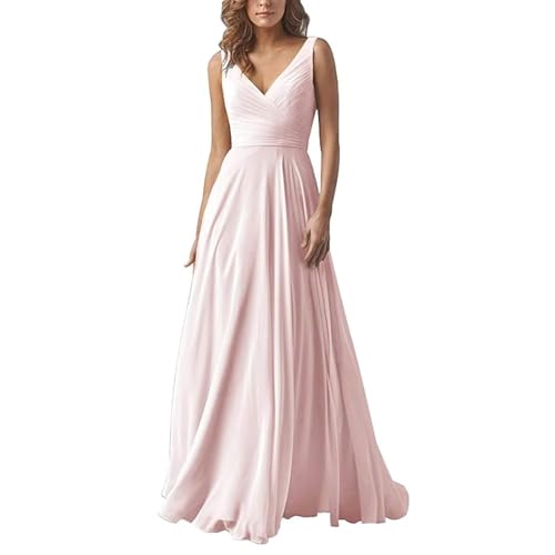 Abendkleid Damen Elegant Chiffon Brautjungfernkleider V-Ausschnitt A-Linie Lang Hochzeit Ballkleider Off Shoulder Cocktailkleid Lang Ballkleid Partykleid Maxikleid Formal Langes Kleid von Mfhmom