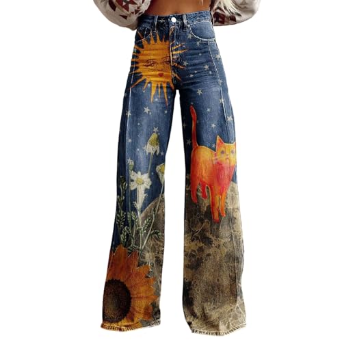 Baggy Jeans Damen Lang Jeanshose 70er Jahre Hippie Hohe Taille Jeanshosen Weites Bein Bedrucktes Bootcut Schlaghose y2k Oversize Denim Pants Breite Beine Stretch Modisch Freizeithose mit Taschen Baggy Jeans Damen Lang Jeanshose 70er Jahre Hippie Hohe Taille Jeanshosen Weites Bein Bedrucktes Bootcut Schlaghose y2k Oversize Denim Pants Breite Beine Stretch Modisch Freizeithose mit Taschen von Mfhmom