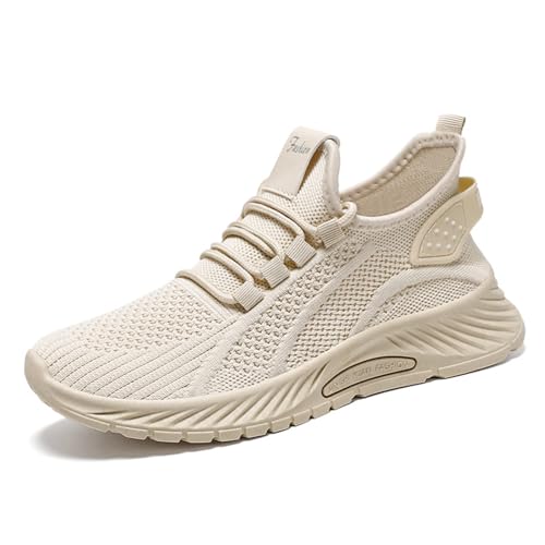 Damen-Sneakers Laufschuhe Laufen Gymnastik Gehen Sport Fitnessstudio Schuhe Casual Jogging Tennis Outdoor Fitness Sport Gym Arbeitsschuhe Bequem Leicht Atmungsaktiv, beige, 37 EU von Mfhmom