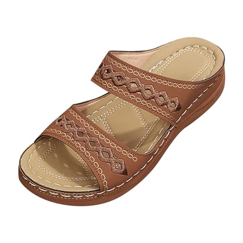 Damen-Sommerschuhe, elegant, Strand, orthopädische Hausschuhe mit Keilabsatz, offenes Pool, Meer, rutschfest, Plateau, Plattform, leichte Sandalen, bequem, Bogenstütze, Dusche, Sandalen, braun, 36 EU von Mfhmom