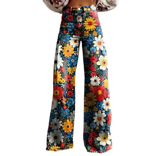 Damen Straight Leg Jeans Baggy Lang Weites Bein Jeanshosen High Waist Bootcut Schlaghose y2k Streetwear Hippie Aufdruck Oversize Disco Jeans Gerades Bein Denimhose Stretch Freizeithose mit Taschen Damen Straight Leg Jeans Baggy Lang Weites Bein Jeanshosen High Waist Bootcut Schlaghose y2k Streetwear Hippie Aufdruck Oversize Disco Jeans Gerades Bein Denimhose Stretch Freizeithose mit Taschen von Mfhmom