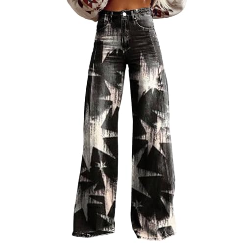 Damen Straight Leg Jeans Baggy Lang Weites Bein Jeanshosen High Waist Bootcut Schlaghose y2k Streetwear Hippie Aufdruck Oversize Disco Jeans Gerades Bein Denimhose Stretch Freizeithose mit Taschen Damen Straight Leg Jeans Baggy Lang Weites Bein Jeanshosen High Waist Bootcut Schlaghose y2k Streetwear Hippie Aufdruck Oversize Disco Jeans Gerades Bein Denimhose Stretch Freizeithose mit Taschen von Mfhmom