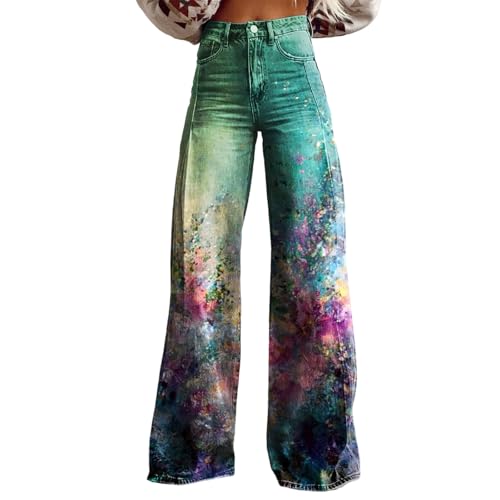 Damen Straight Leg Jeans Baggy Lang Weites Bein Jeanshosen High Waist Bootcut Schlaghose y2k Streetwear Hippie Aufdruck Oversize Disco Jeans Gerades Bein Denimhose Stretch Freizeithose mit Taschen Damen Straight Leg Jeans Baggy Lang Weites Bein Jeanshosen High Waist Bootcut Schlaghose y2k Streetwear Hippie Aufdruck Oversize Disco Jeans Gerades Bein Denimhose Stretch Freizeithose mit Taschen von Mfhmom
