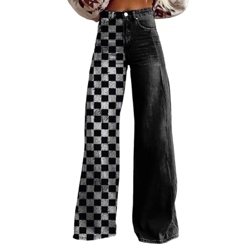 Damen Straight Leg Jeans Baggy Lang Weites Bein Jeanshosen High Waist Bootcut Schlaghose y2k Streetwear Hippie Aufdruck Oversize Disco Jeans Gerades Bein Denimhose Stretch Freizeithose mit Taschen Damen Straight Leg Jeans Baggy Lang Weites Bein Jeanshosen High Waist Bootcut Schlaghose y2k Streetwear Hippie Aufdruck Oversize Disco Jeans Gerades Bein Denimhose Stretch Freizeithose mit Taschen von Mfhmom