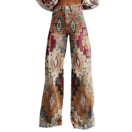 Damen Straight Leg Jeans Baggy Lang Weites Bein Jeanshosen High Waist Bootcut Schlaghose y2k Streetwear Hippie Aufdruck Oversize Disco Jeans Gerades Bein Denimhose Stretch Freizeithose mit Taschen Damen Straight Leg Jeans Baggy Lang Weites Bein Jeanshosen High Waist Bootcut Schlaghose y2k Streetwear Hippie Aufdruck Oversize Disco Jeans Gerades Bein Denimhose Stretch Freizeithose mit Taschen von Mfhmom