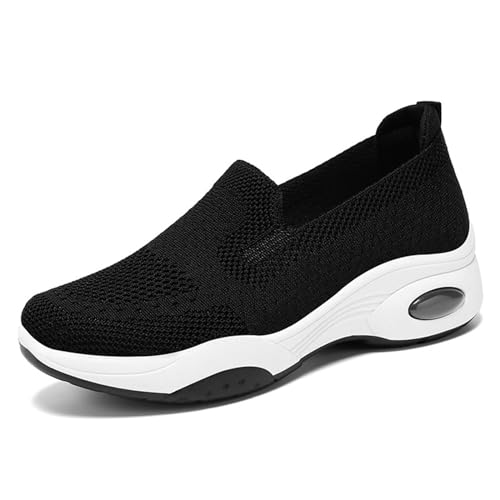 Damen Wanderschuhe, Orthopädische Turnschuhe für Damen, Orthopädische Turnschuhe für Damen, Mesh-Sneaker mit Luftkissen-Plattform, bequem und atmungsaktiv, für Mama und Oma, Schwarz , 37 EU von Mfhmom