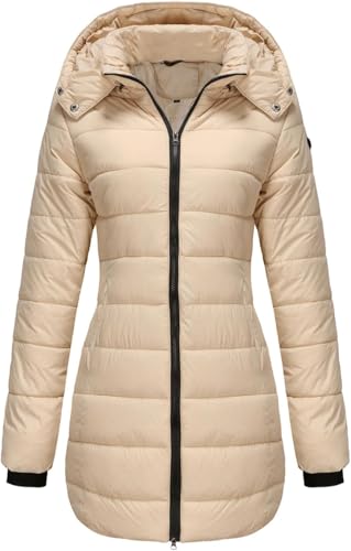 Damen Winter Daunenmäntel Dick Warm Steppjacke Einfarbig Hoodie Winterjacke Reißverschluss Mantel Baumwolle Jacke Gefütterter Winterparka Fleecejacke Outdoor Winddichte Kapuzenjacke Womens von Mfhmom