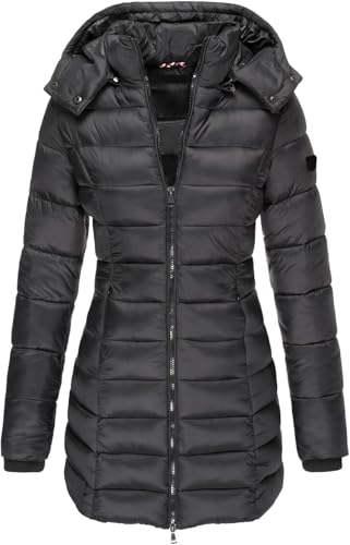 Damen Winter Daunenmäntel Dick Warm Steppjacke Einfarbig Hoodie Winterjacke Reißverschluss Mantel Baumwolle Jacke Gefütterter Winterparka Fleecejacke Outdoor Winddichte Kapuzenjacke Womens von Mfhmom