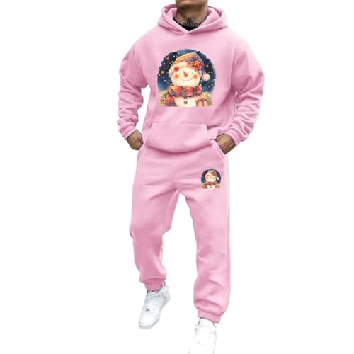 Funny Weihnachten Jogginganzug Herren Set, Weihnachts 2-Teiliges Hausanzug Kuschelig Langarm Rundhals Sweatshirt Und Jogginghose Warm Weihnachtsoutfit mit Taschen Rentier Pinguin Trainingsanzug von Mfhmom