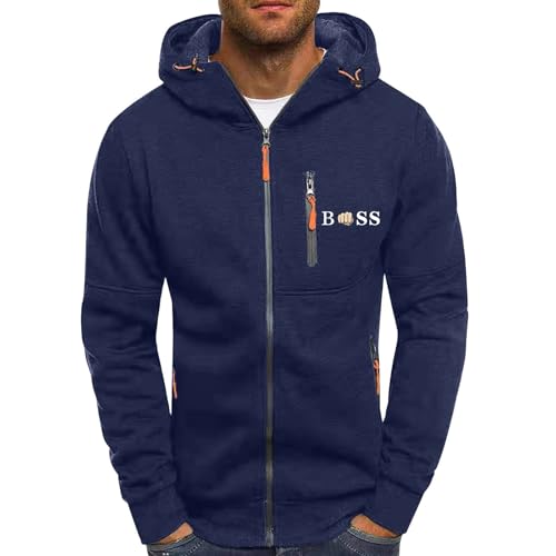 Herren Hoodie Sweatjacke mit Reißverschluss Oversized Sweatshirt Kapuzenpullover Sportjacke Kapuze Outdoorjacke Jogging Hoody Zipper Hoodies Kapuzenjacke Leichte Übergangsjacke Sweatshirts Jacke von Mfhmom